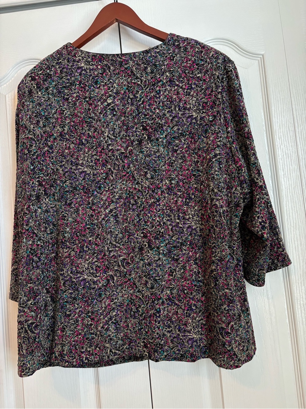 Alex Evenings Black Multicolor Beaded Open Jacket with Tank top - Picture 9 of 10